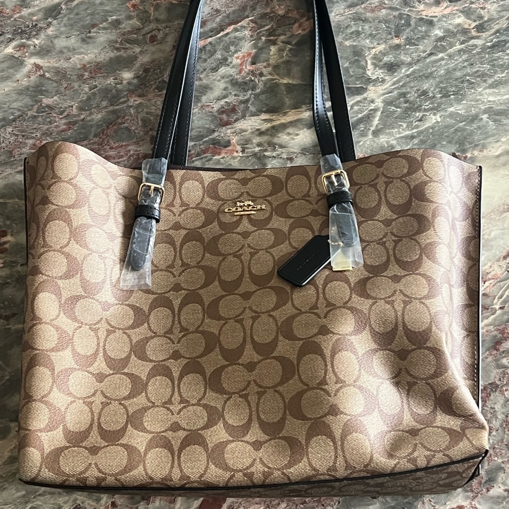 Coach Tan and Brown Signature Tote